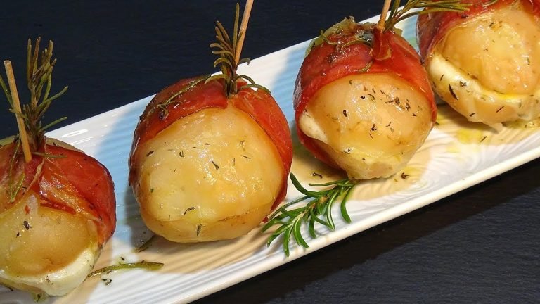 Receta de Patatas asadas con jamón serrano