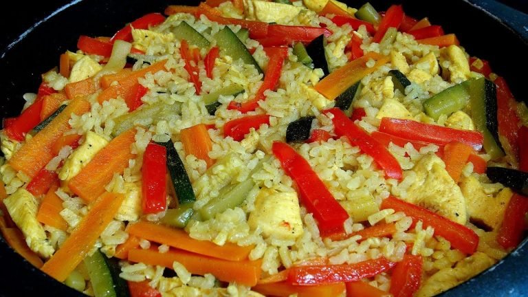 Receta de Arroz al curry con pollo y verduras