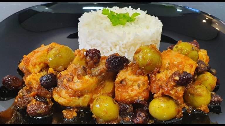 Receta de Pollo con pasas y aceitunas