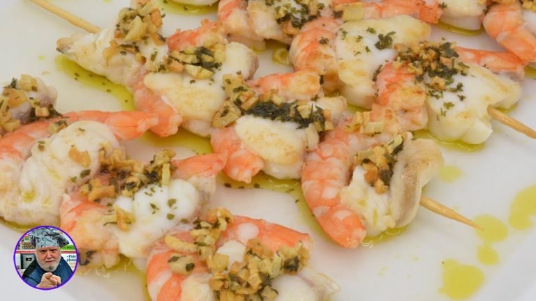 Receta de Brocheta de rape y langostinos