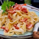 Receta de Espaguetis con pesto siciliano y endibia
