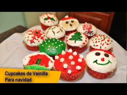 Receta de Cupcakes de vainilla navideños