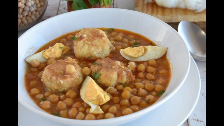 Receta de Garbanzos con espinacas y albóndigas de bacalao