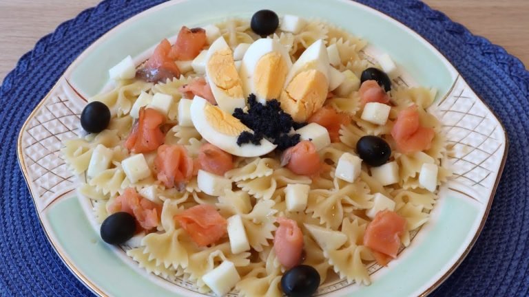 Receta de Ensalada de pasta con salmón ahumado y atún