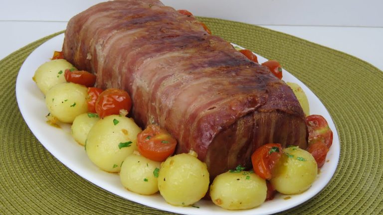 Receta de Rollo de carne picada envuelto en bacon