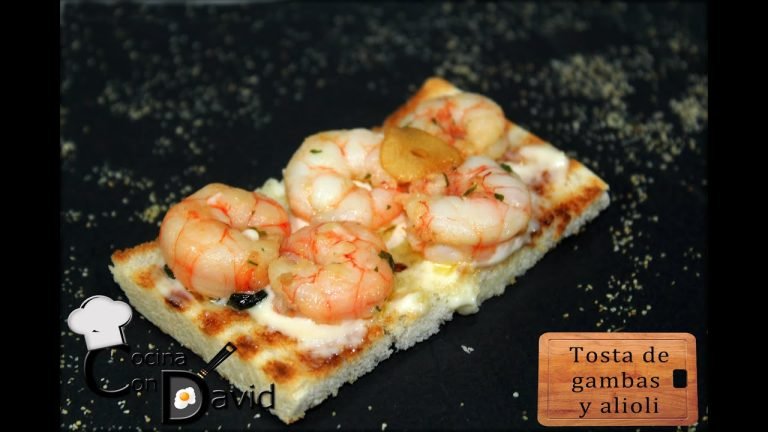 Receta de Tostadas con gambas