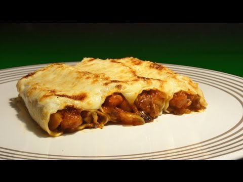 Receta de Canelones de pollo y setas