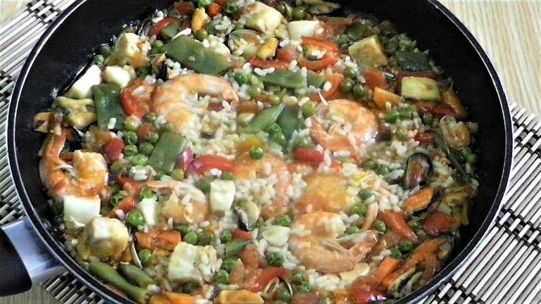 Receta de Paella de marisco y verduras