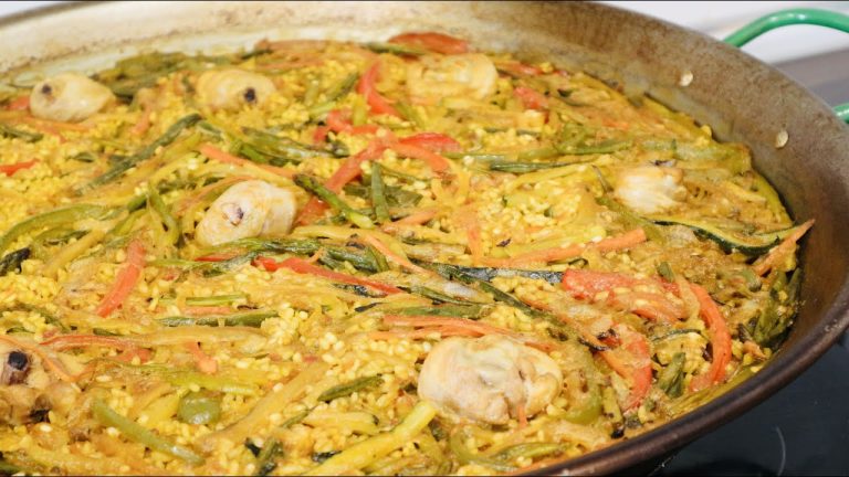 Receta de Paella valenciana de pollo y verduras