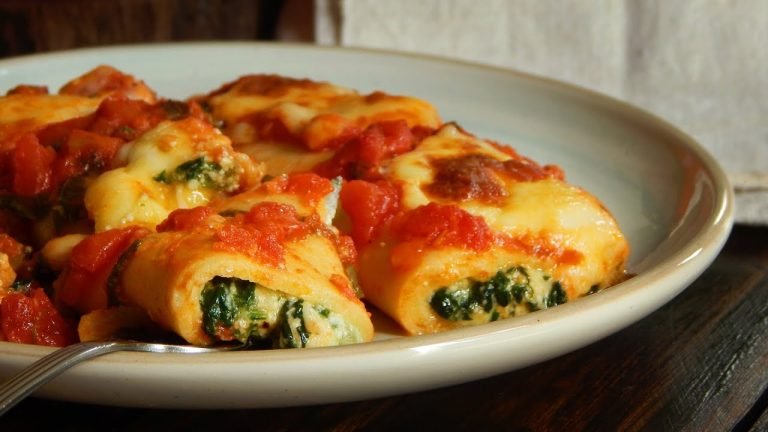 Receta de Canelones rellenos de verdura con espinacas