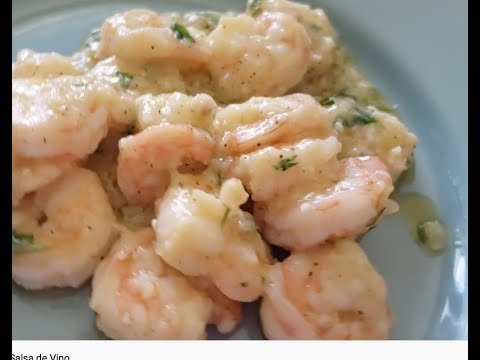 Receta de Camarones al ajillo con vino tinto