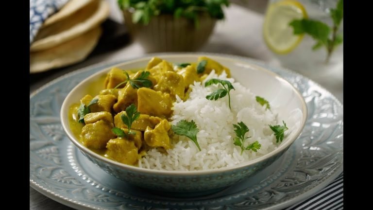 Receta de Pollo al curry con arroz blanco