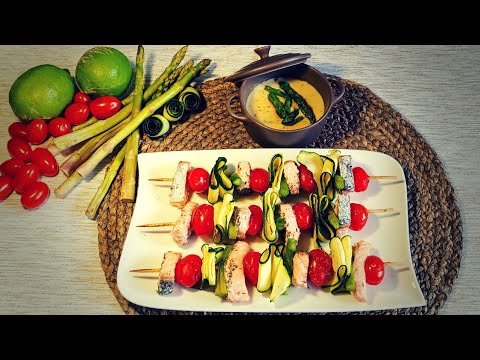 Receta de Brochetas de salmón al horno