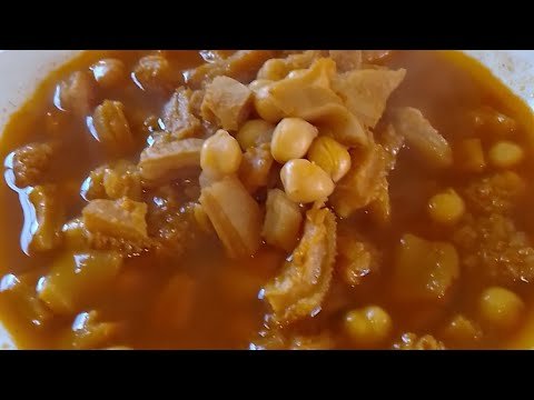 Receta de Pancita de res con garbanzos