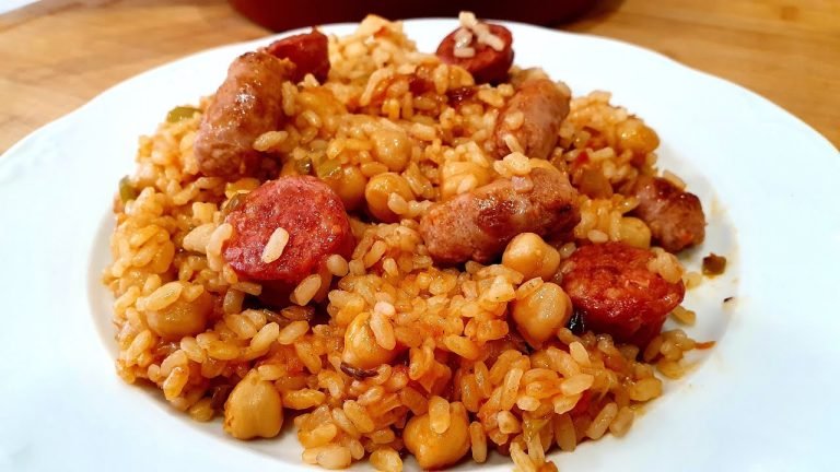 Receta de Arroz con garbanzos y chorizo