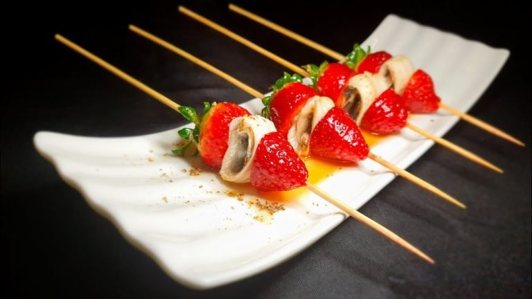 Receta de brocheta de fresas con boquerones