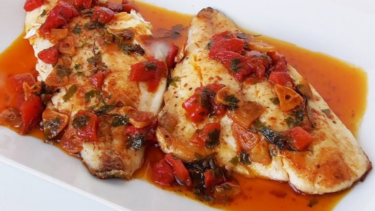 Receta de Filete de Róbalo en salsa de pimiento morrón