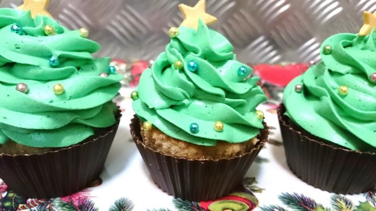 Receta de Cupcakes de árbol de Navidad