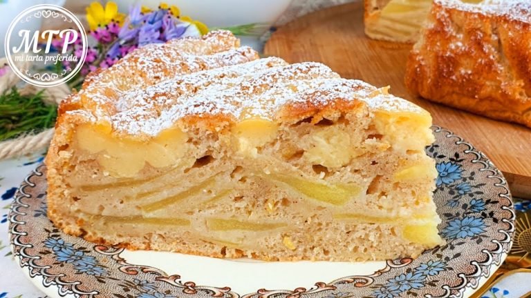 Receta de Tarta de manzana con crema pastelera y base de bizcocho