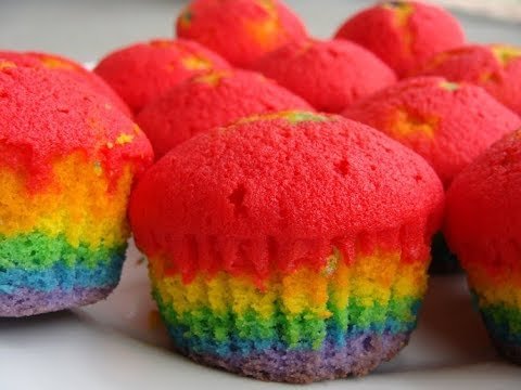 Receta de Cupcakes arcoíris