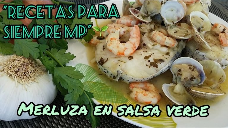 Receta de Merluza en salsa verde con gambas