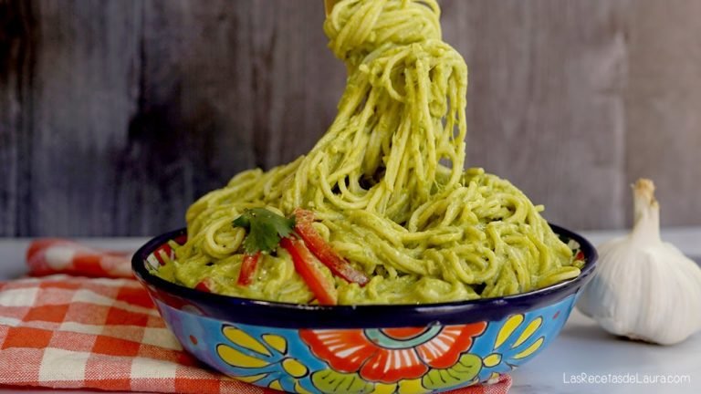 Receta de Espaguetis verde con crema