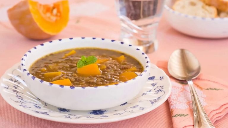 Receta de Lentejas con calabaza