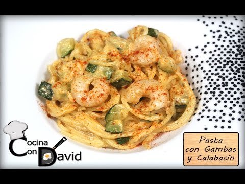 Receta de Fusilli con calabacín y gambas