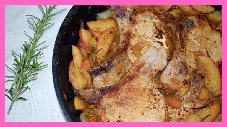 Receta de Chuletas a la sarten con manzana y relleno