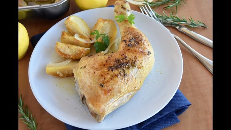 Receta de Pollo asado con manzanas