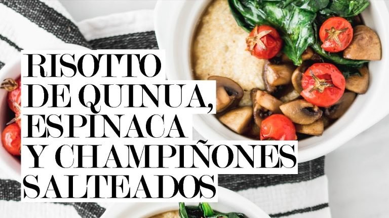 Receta de Risotto de quinoa vegano con setas y espinacas