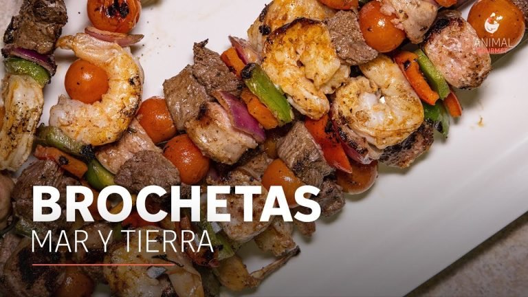 Receta de Brochetas mar y tierra