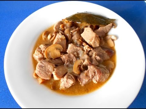 Receta de Estofado de cerdo con champiñones