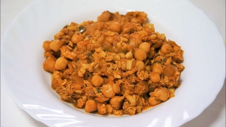 Receta de Garbanzos fritos con trocitos de pollo