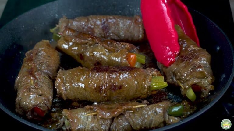 Receta de rollitosde carne con verduras
